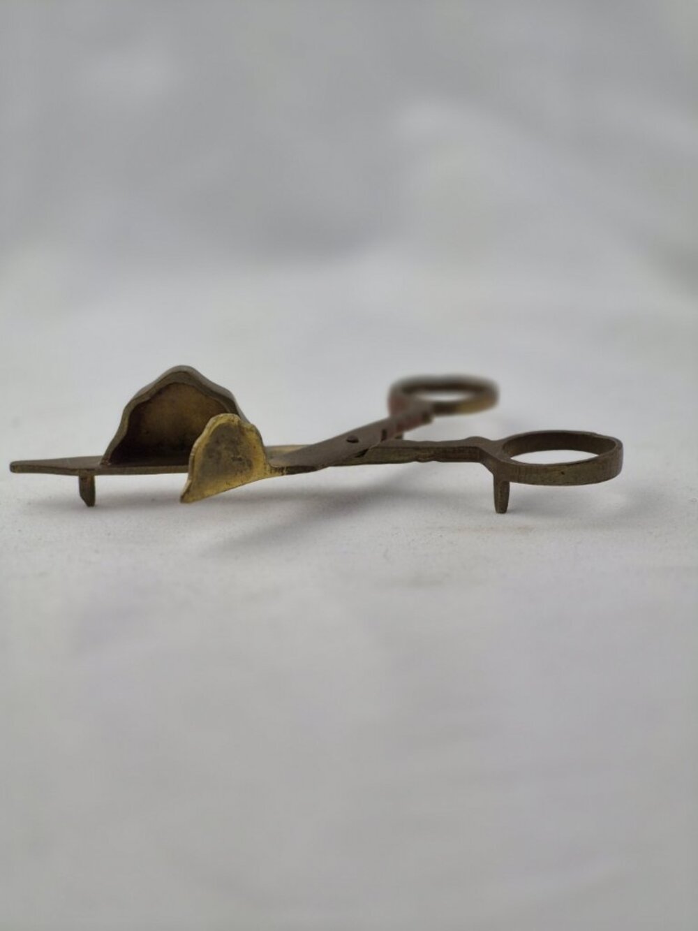 Vintage Brass Scissor-Style Candle Snuffer Extinguisher Feet Footed